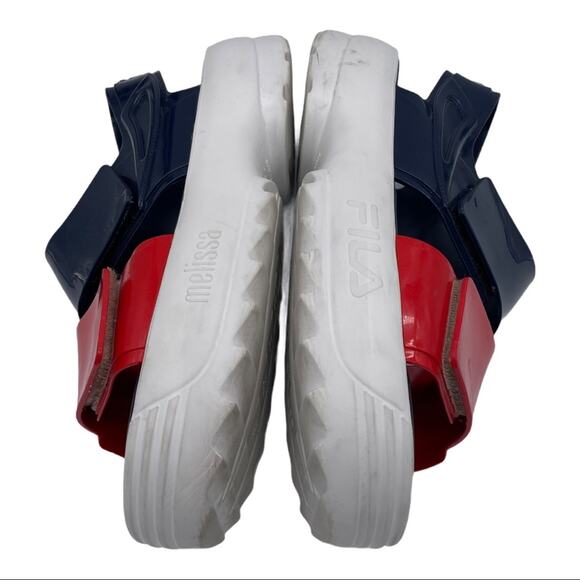 Melissa X Fila Slingback Platform Sandals - Blue/Red - 10 - Picture 8 of 11